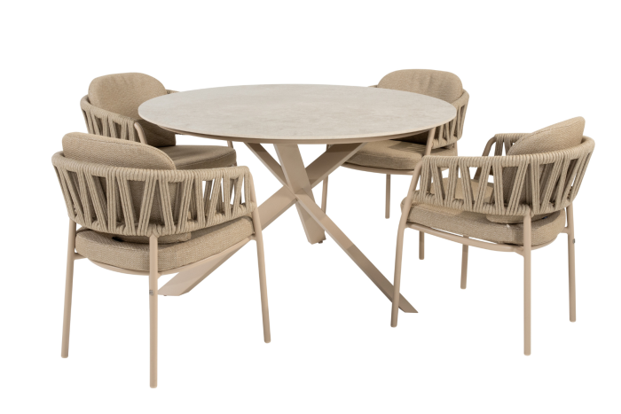 Taste Calma/Prado 4-persoons ronde dining tuinset Ø130 cm. - Latte