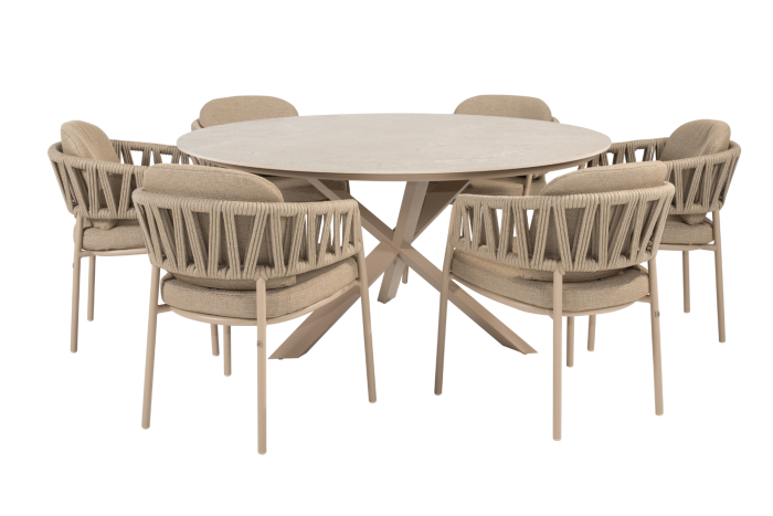 Taste Calma/Prado 6-persoons ronde dining tuinset Ø160 cm. - Latte