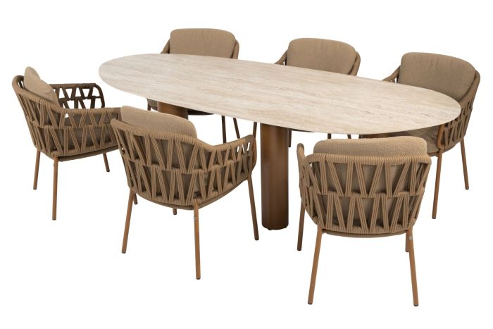 4SO Biarritz/Estate 6-persoons organische (mango-vorm) tuinset 240x105 cm. - Amber