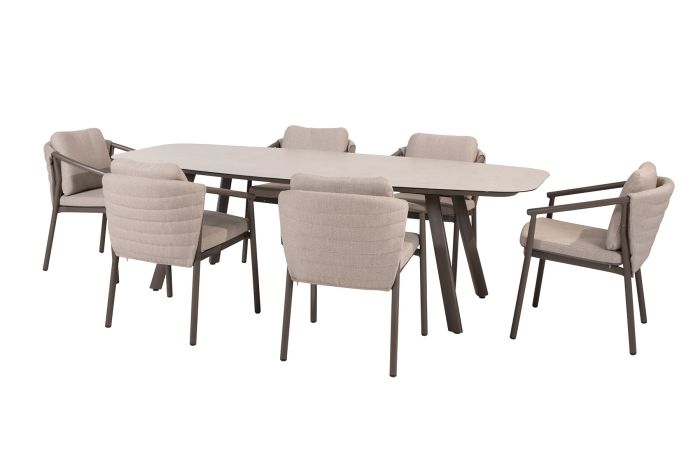 Taste Barolo/Manolo 6-persoons deens ovale tuinset 240x103 cm. - Terre