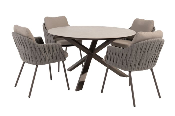 Taste Cannes/Prado 4-persoons ronde dining tuinset Ø130 cm. - Terre