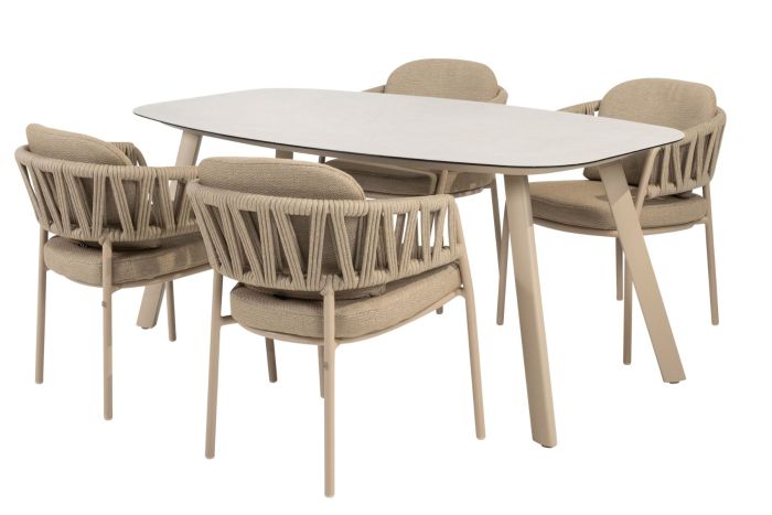 Taste Calma/Manolo 4-persoon Deens ovale tuinset 180x95 cm. - Latte 