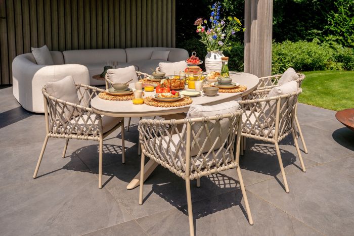 Sara/Ventaro ovale tuinset 240x115 cm. - Latte