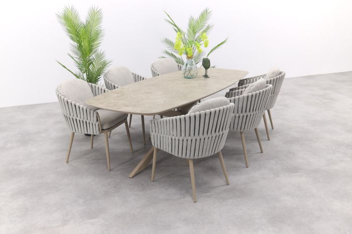 Taste Eva/Prado deens ovale tuinset (7-delig) - Latte