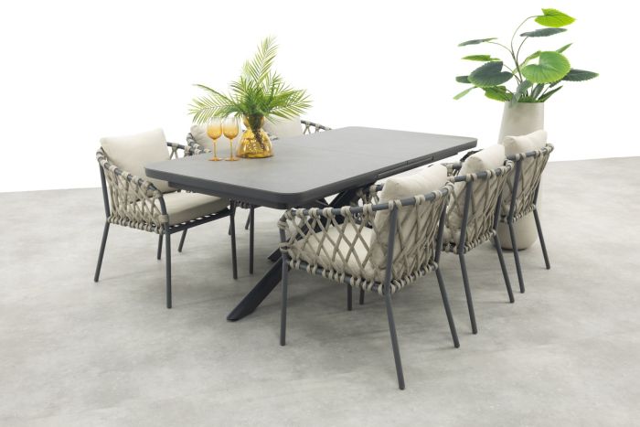 Sara/Montreal tuinset met uitschuifbare tuintafel - 6 persoons