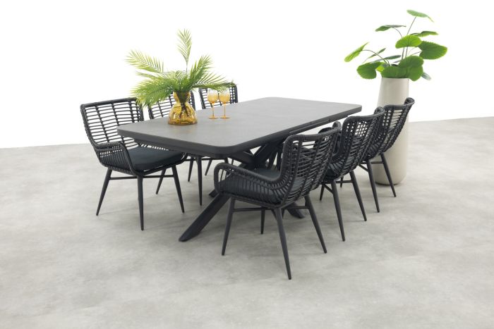 Jasmine/Montreal tuinset met uitschuifbare tuintafel - 200-260x100 cm.