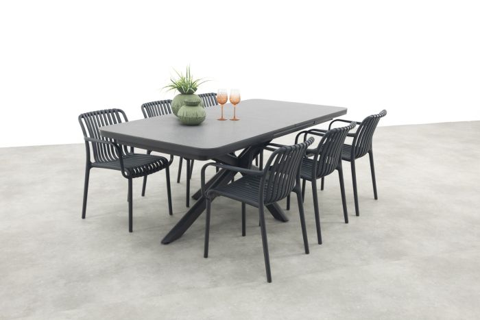 Stripe/Montreal tuinsets - Met uitschuifbare tuintafel - 6 persoons