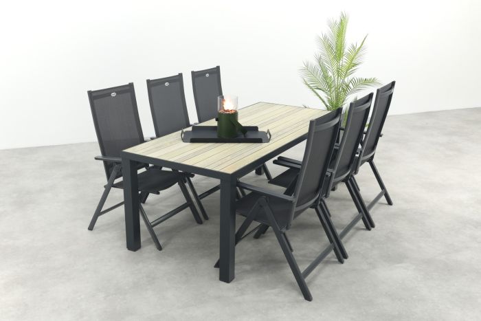 Hartman Napoli/Nola verstelbare tuinset 210x90 cm. - Antraciet/Houtlook