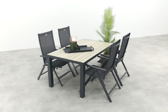 Hartman Napoli/Nola verstelbare tuinset 160x90 cm. - Antraciet/Houtlook