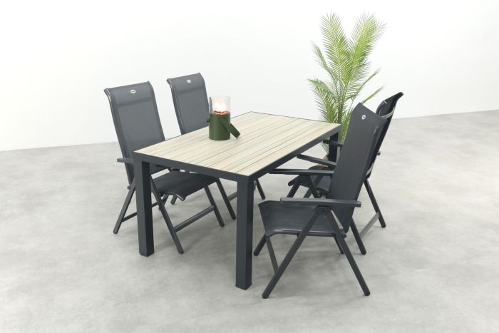Hartman Milaan/Nola verstelbare tuinset 160x90 cm. - Antraciet/Houtlook