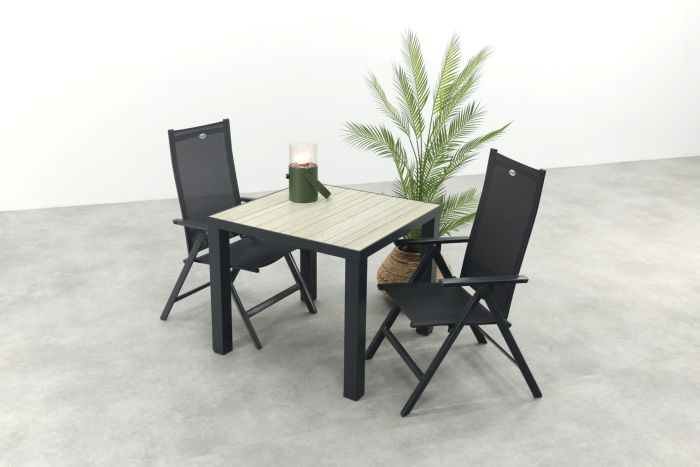 Hartman Napoli/Nola verstelbare tuinset 90x90 cm. - Antraciet/Houtlook