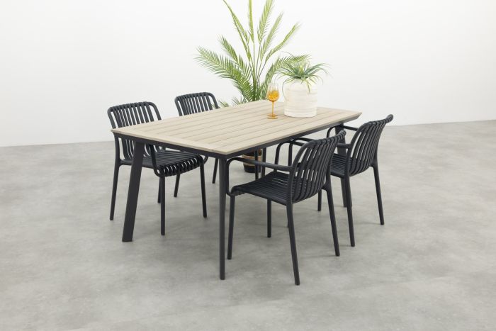 Stripe/Vigo 160x90 cm. stapelbare tuinset 5-delig