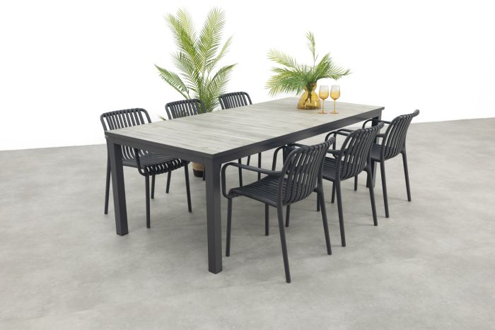 Stripe/Hartman Comino stapelbare tuinset (7-delig) - 223x105 cm.