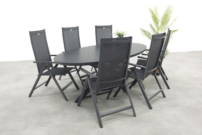 Hartman Napoli/Ventaro verstelbare ovale tuinset 240x115 cm. - Antraciet