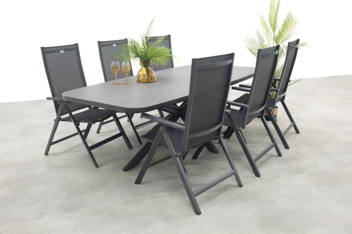 Hartman Napoli/Soreno deens ovale verstelbare tuinset 240x110 cm. - Licht grijs