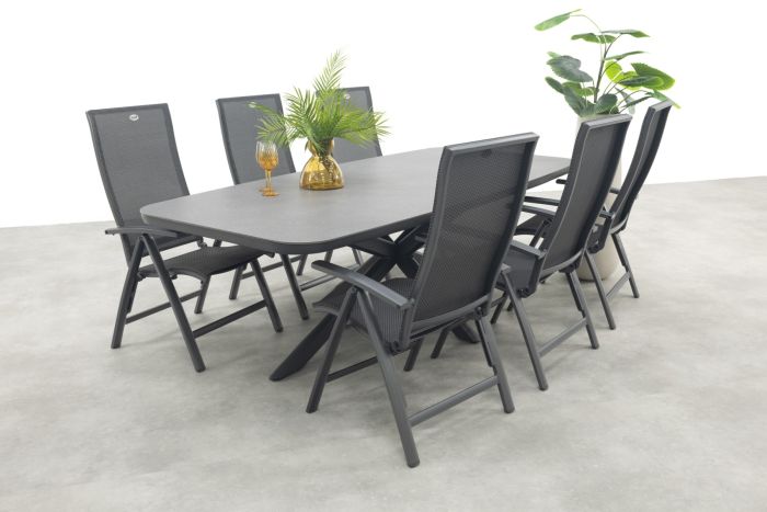 Hartman Valentino/Soreno deens ovale verstelbare tuinset 240x110 cm. - Licht grijs