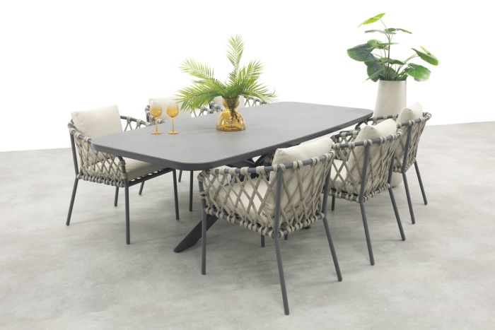 Sara/Soreno deens ovale tuinset 240x110 cm. - Licht grijs