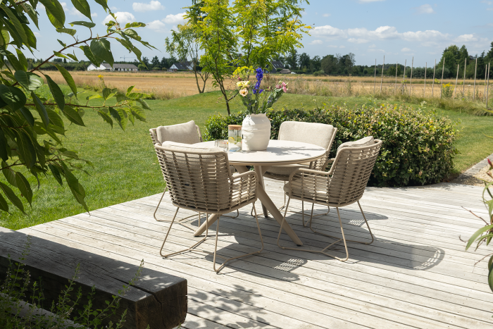 4SO Fabrice/Dublin ronde tuinset 120 cm. (5-delig) - Latte