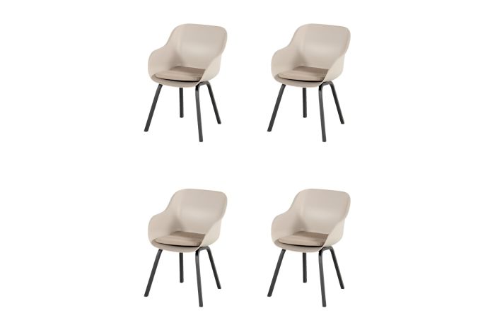 Set van 4 - Hartman Le Soleil Element dining armstoel - Soft Taupe/Black