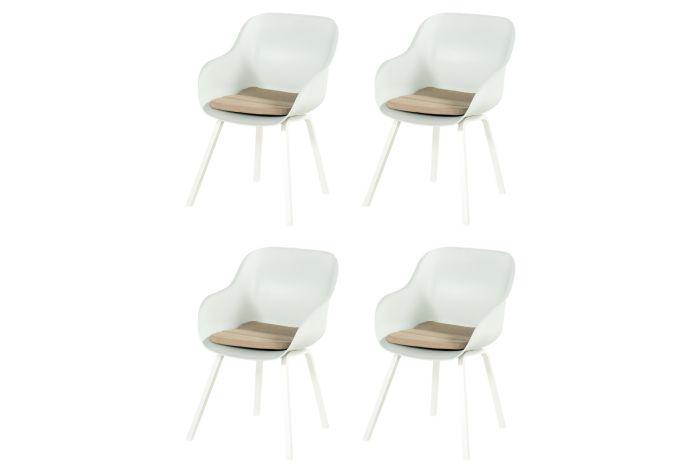 Set van 4 - Hartman Le Soleil Element dining armstoel - Cotton White