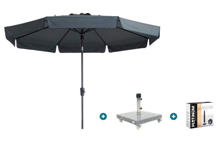 Madison Flores Luxe stokparasol Ø300 cm. - Grey met Sevilla voet en hoes