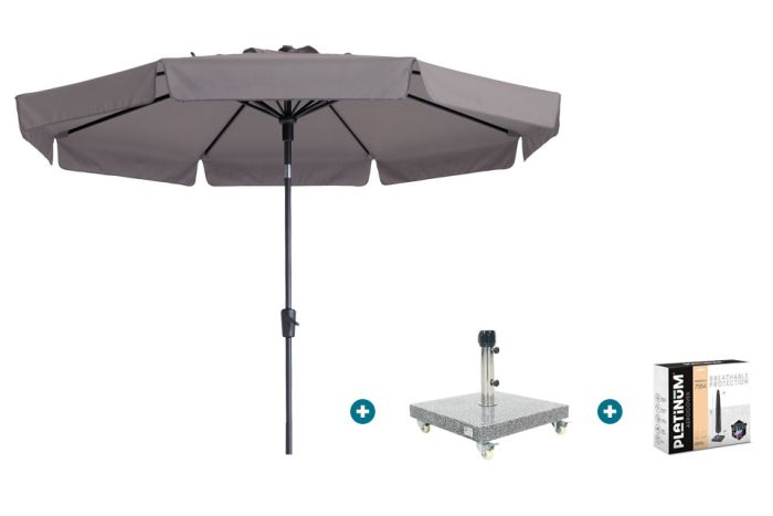 Madison Flores Luxe stokparasol Ø300 cm. - Taupe met Sevilla voet en hoes