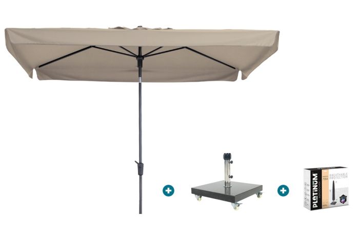 Madison Delos Luxe stokparasol 200x300 cm. - Ecru met Granada voet en hoes