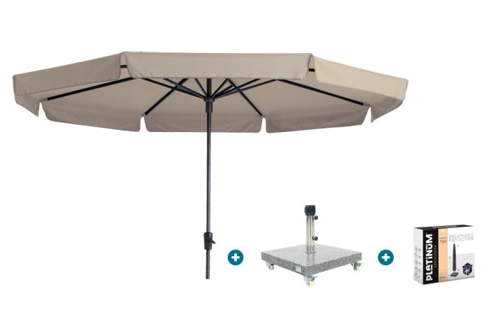 Madison Syros Luxe stokparasol Ø350 cm. - Ecru met Sevilla voet en hoes