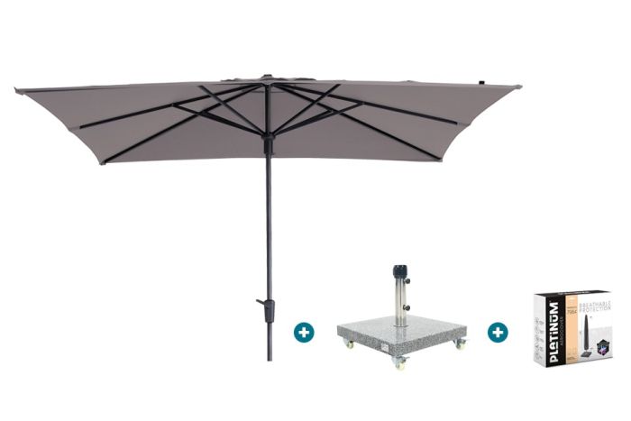 Madison Syros Luxe stokparasol 280x280 cm. - Taupe met Sevilla voet en hoes