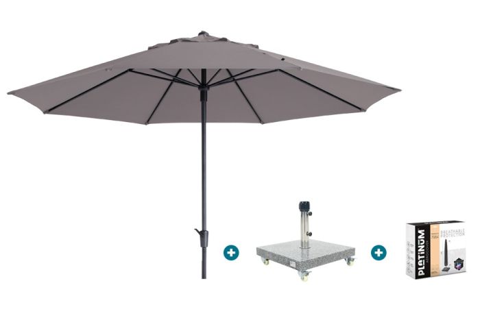 Madison Timor Luxe stokparasol Ø400 cm. - Taupe met Sevilla voet en hoes