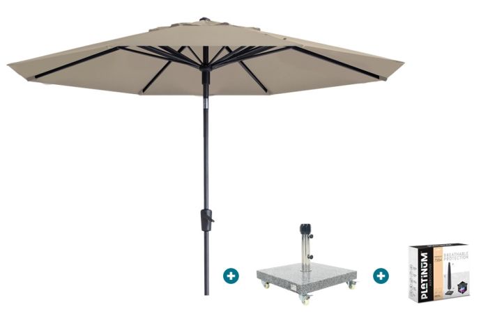 Madison Paros 2 Luxe stokparasol 3 m. rond - Ecru met Sevilla voet en hoes