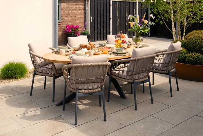 Julia/Prado ovale tuinset - 240x115cm. - 7-delig 