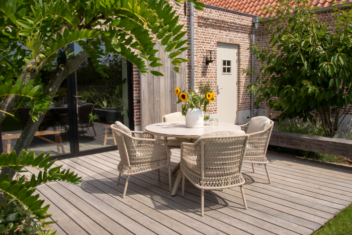 4SO Puccini/Dublin ronde tuinset 120 cm. (5-delig) - Latte