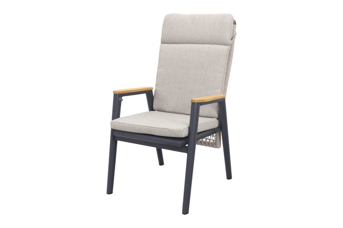 Solaro verstelbare dining tuinstoel - light rope / teak arm