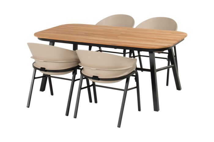 Hartman Tubb verstelbare tuinset 185x100 cm. (5-delig) - Teak/Soft Taupe