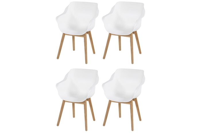Set van 4 - Hartman Sophie Studio dining armstoel - White - Teak poot