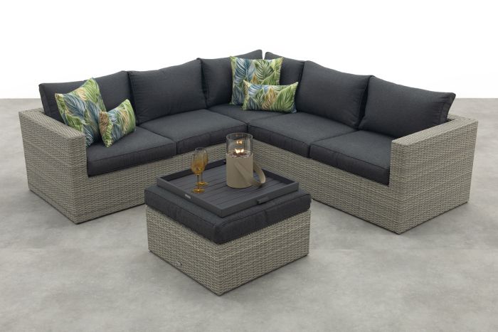 Garden Impressions Atlanta hoekbank + hocker - Vintage grey