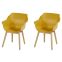 Set van 2 - Hartman Sophie Studio dining armstoel - Curry Yellow - Teak poot