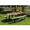 GI Bell (8-persoons) picknicktafel ovaal 220x192cm. - Carbon black/Light Teak look
