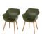 Set van 2 - Hartman Sophie Studio dining armstoel - Moss green - Teak poot